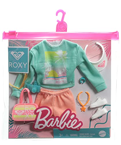 Barbie GRD59 - Moden für die Barbie-Puppe: Roxy Modeset mit Pulli und Kurzehose und 7 Zubehörteilen, Spielzeug ab 3 Jahren – Bild 7