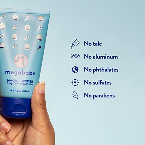 Megababe Sweat Absorbing Lotion - Magic Powder Stay-Dry Lotion Potion | Aluminum-Free, Talc-Free | 4.5 Fl Oz #TOP4