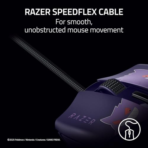 Image of Razer Cobra Gengar Edition - Lightweight Wired Gaming Mouse - 8500 DPI Sensor - 58g - 3rd Generation Optical Mouse switches - Chroma Lighting - Speedflex Cable - PC /MAC | Pokemon Gengar