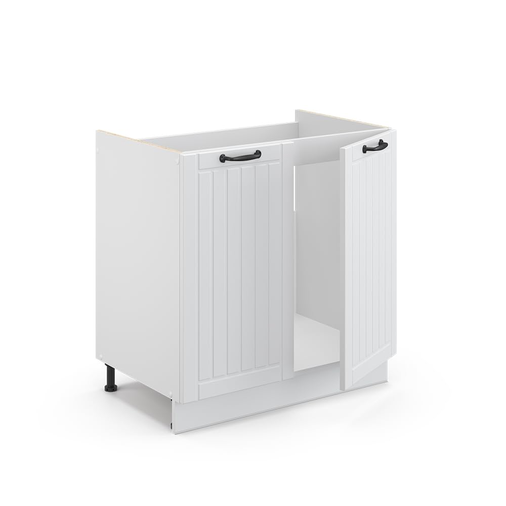 Vicco Mobile lavello cucina Fame-Line, Bianco country, 80 cm | senza piano di lavoro, per la combinazione con altri moduli della serie Fame-Line