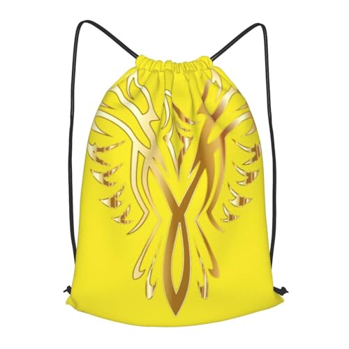 TTIGLHOH Phoenix - Mochila con cordón ajustable de poliéster para gimnasio, viajes, Negro, S