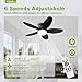Yoedivu Ceiling Fans with Lights - 35 Inch Small Low Profile Ceiling Fan and Remote,Flush Mount Ceiling Fan with 5 Reversible Blades 6 Wind Speeds, Black Modern Ceiling Fans for Bedroom Kitchen