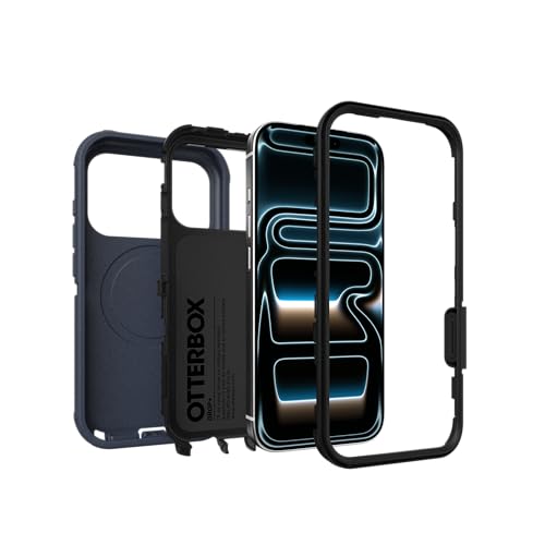 Image of OtterBox iPhone 17 Pro (Only) - Defender Series Case - Vintage Indigo Dream (Blue & Black) - Snaps on MagSafe - Tough - Rugged & Durable