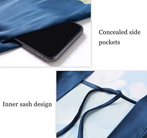 Image of PRODESIGN Kimono Robe for Women - Long Satin Sleepwear Silky Kimono Cover-Up Nightgown Japanese Bathrobe Loungewear Blouse