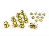 10-Pack 9mm Sam Browne Solid Brass Button Studs, Leather Craft Belt Chicago Screw Solid Brass Nail Stud Wallet DIY (9mm)