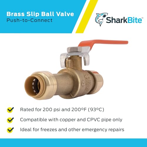 Sharkbite 1/2 Inch Slip Ball Valve, Pack of 6, Push to Connect Brass Plumbing Fitting, PEX Pipe, Copper, CPVC, PE-RT, HDPE, 24735LFZ by SharkBite - Image 4