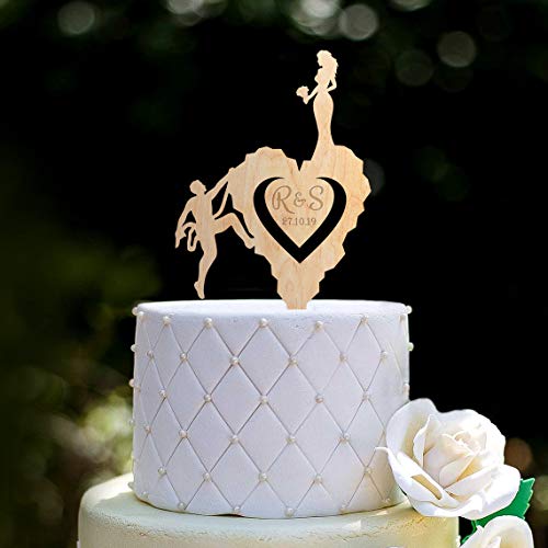Décoration de gâteau d'escalade en forme de cœur pour gâteau de mariage, escalade, randonnée, mariage Cover