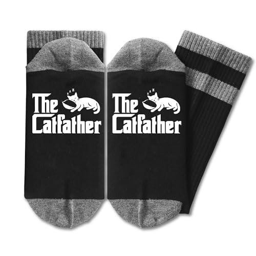 ERMCDFHC The Catfather Socks Funny Cat Dad Father's Day Birthday Gift