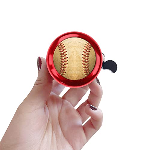 Wirester Red Aluminum Round Bike Bell, Classic Ring Bicycle Bell, Bike Accessories Bell Ring For Adults Kids Girls Boys - Vintage Baseball Pattern #TOP3