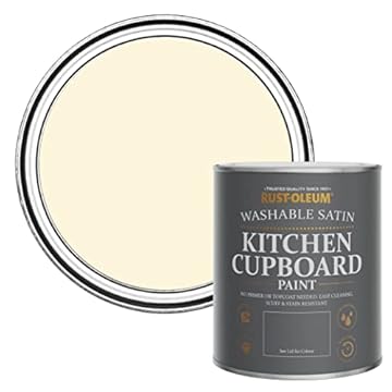 Rust-Oleum Cream Scrubbable Kitchen Cupboard Paint in Satin Finish - Clotted Cream 750ml