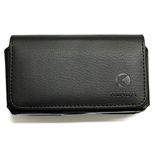 Black Soft Leather Phone Case Sideways Cover Holster with Swivel Belt Clip for Samsung GALAXY S4 Mini (i9190)