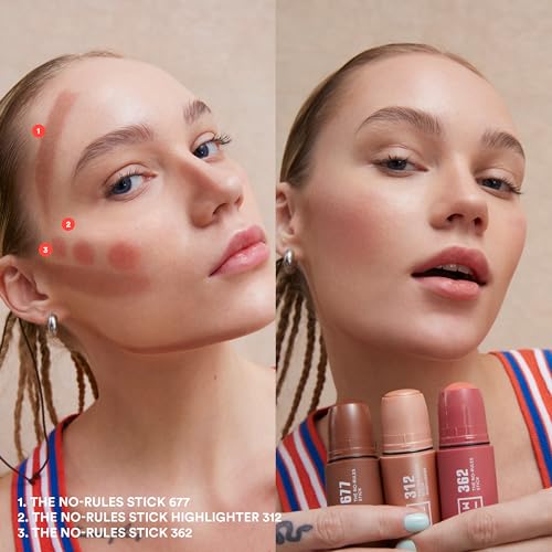 3INA MAKEUP - The No - Rules Stick Highlighter 312 - Iluminador en Barra Rosa dorado Iluminador Facial 3 en 1 Mejillas Labios y Ojos con Acabado Natural- Vegan - Cruelty Free - imagen 5