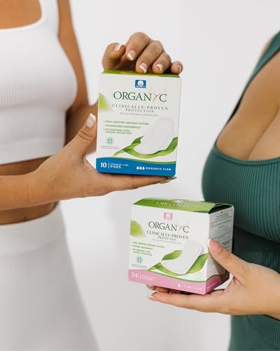 Organyc 100 % Bio Baumwolle Hygienebinden mit Flügeln für die Nacht für empfindliche Haut 1 Packung mit 10 Stück