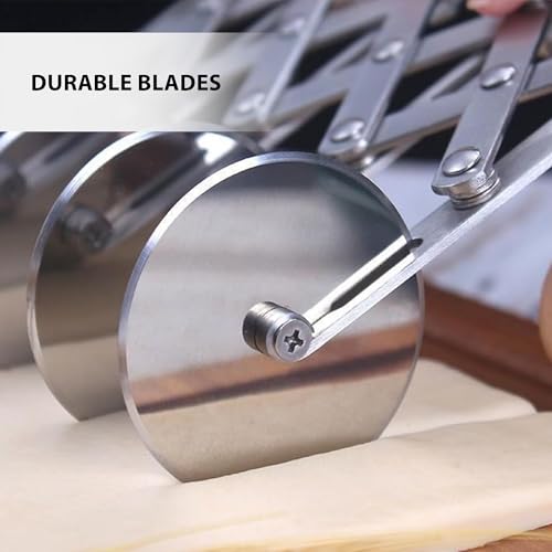 Image of HS Stainless Steel 3-Wheel Expandable Dough Cutter Tool Pasta /Kaju Katli /Pastry Sheets /Samosa /Puffs Patti Cutter