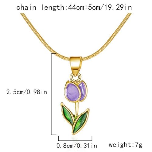 Image of Gold Tulip Necklace Tulip Flower Pendant Necklace Delicate Dainty Tulip Flower Necklace for Women Mother Wife Friendship Jewelry