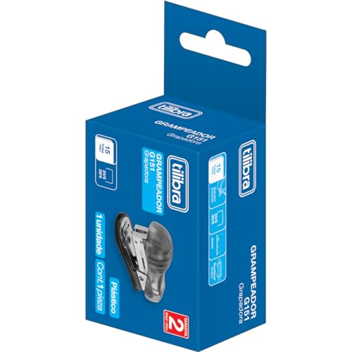 Tilibra - Grampeador 15 Folhas Mini com Extrator G151 Preto Transparente -, 325554