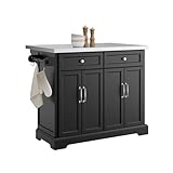 SoBuy Kücheninsel mit Rollen, Outdoor Küchenschrank, Küchenwagen mit ausziehbarer Arbeitsplatte, Servierwagen mit 2 Schubladen für Esszimmer und Frühstücksbar Schwarz 115x92x(46-71) cm FKW71-II-SCH