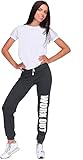 FUTURO FASHION Pantalon de Gymnastique en Polaire pour Femmes Pleine Longeur imprinte Work Out DW 40, Graphite