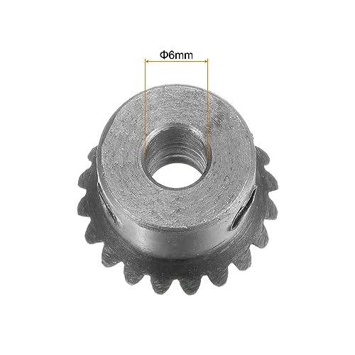Image of HARFINGTON 2pcs Bevel Gear 1M 20 Teeth 6mm Shaft Hole 1:1 Tapered Bevel Pinion Gear 45# Steel 1 Module 90 Degree Steering Gear, for Hardware Mechanical Rotation