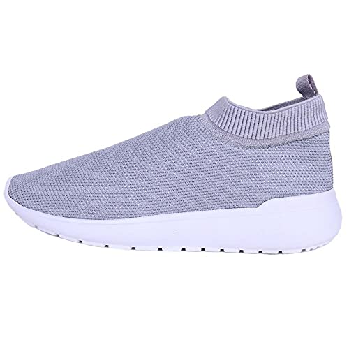 Tenis Meia Feminino Calce Facil Respiravel Espumado Caminhada Conforto Leve Tamanho:37;Cor:Cinza;Gên