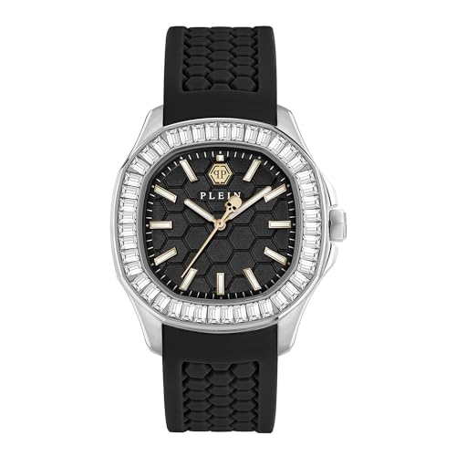 Philipp Plein $PECTRE Lady - Reloj analógico de cuarzo para mujer (silicona), Plateado/Negro - Pwtaa0824