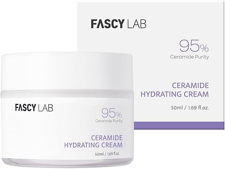 Fascy Lab Ceramide Cream — Premium Korean Moisturiser, Korean Face Cream, Ceramide Cream + Hyaluronic Acid, Ceramide Moisturiser — Moisturiser For Dry Skin (1.69 Fl.Oz.)