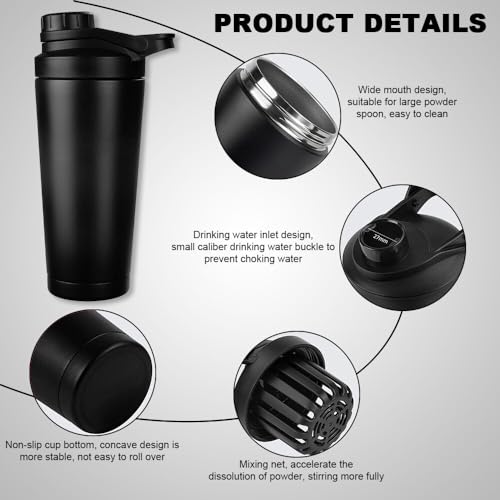 EACHPT Protein Shaker Bottle 750ml, Stainless Steel Insulated Protein Shaker and Water Bottle,with Noise Free,BPA Free,Shaker for Protein Shakes, with Mixed Mesh,for Protein Shakes Gym Shaker - Image 3