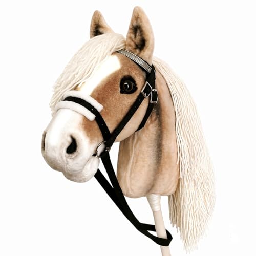 Realistic Hobby Horse A3 Plush Stick Horse with Removable Bridle Hobby Horsing Toy for Kids Horse on a Stick for Jumping Dressage Training & Equestrian Play