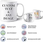 Mug personnalisé avec texte et photo, cadeau de tasse de café personnalisé pour anniversaire, Noël, anniversaire ou tout cadeau, 11oz Mug de voyage de café personnalisé de couleurs multiples