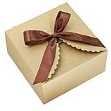8'x 8'x 4' Kraft Gift Box with Lids and Ribbons, 6 Pack Foldable Brown Paper Cardboard Boxes for Gifts Wrapping, Bridesmaid Proposal Wedding Birthday Christmas Party Favor, Reusable, Bulk