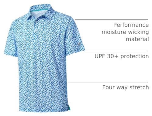 Image of Golf Shirts for Men Dry Fit Short Sleeve Print Performance Moisture Wicking Polo Shirt