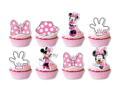 24Pcs Minnie Mickey Mouse Cake Toppers,Cupcake Toppers,Cake Decorations,Minnie Mickey Mouse Birthday Party Supplies Decorations (Cake Toppers24) #TOP2