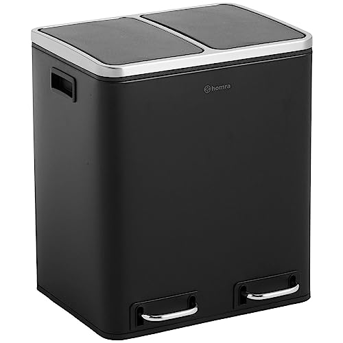 Homra Mülleimer 30l Blinq | Tretmülleimer Küche 2x15 Liter | Treteimer...
