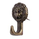 Lion Head Picture Hangers Hardware Nail Push Pin Hangers Wall Hooks (Antique Brass 12 Pack)