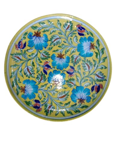 om craft villa Blue Pottery Decorative Wall Plate (10") for Drawing Room/Living Room/Dining Room Décor(‎OCV-PLATE-125)