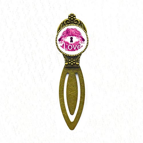 Marque-page rétro de Saint-Valentin aux finitions soignées et motif lèvres d'amour rose