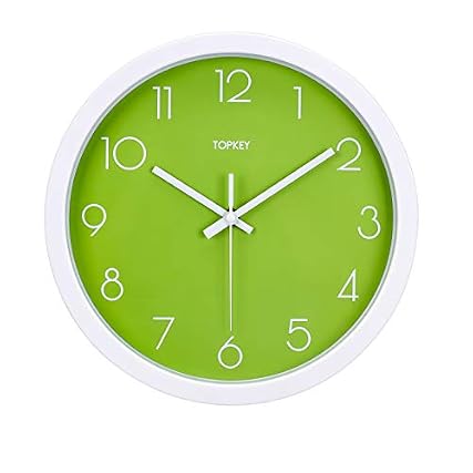 Topkey Wall Clock 12 Silent Non Ticking Decorative Modern Wall Clock for Living Room, Bedroom and