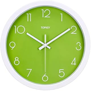 Topkey Wall Clock 12" Silent Non Ticking Decorative Modern Wall Clock for Living Room, Bedroom and Kitchen - Green