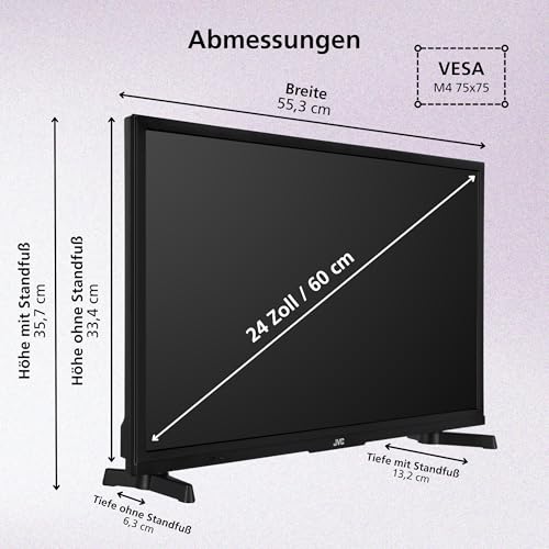 JVC Fernseher 24 Zoll Fire TV HD-Ready Smart TV HDR Fernseher mit Alexa Sprachsteuerung und Triple Tuner, LED TV LT-24VRH3555 (2026)