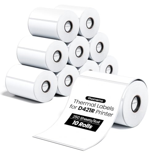 Image of Phomemo 4 inchx6 inch Thermal Shipping Labels, White, 250 Sheets Per Roll, 10 Rolls