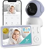 BOIFUN 2K Baby Monitor WiFi con Display 5”, Controllo Doppio App e Monitor, Avvisi Pianto e Movimento, Visione Notturna Senza Disturbi, Temperatura e Umidità, Rotazione 360°, fino a 19h