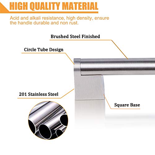 30 Pack 160mm(6-1/4inch) Hole Centers Diameter 14mm Stainless Steel Boss Bar Kitchen Cabinet Door Handles and Pulls Cabinet Knobs Length 197mm(7.88inch) Brushed Nickel