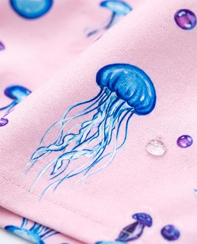 Image of UPTRIS Girls Swim Shorts Beach Board Short with Mesh Liner Quick Dry Summer | Jellyfish Pattern Swimming Trunks Swimsuit with Pockets Surfing, Beach, Vacation and Holiday for Toddler Baby girl
