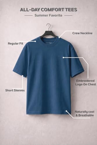 Image of Van Heusen Men's Crew Neck T-Shirt - Soft & Breathable Cotton | Regular Fit | Comfortable Everyday Casual Wear | Short Sleeves | Summer Favorite |Solid Colors | Style 60052|Available in Pack of 1 & 2