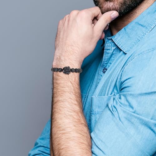 COAI Buddha Bracelet Six-Syllabled Sanskrit Mantra Onyx Obsidian Stone Beaded Bracelet3