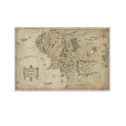 FGJERIO Vintage Middle-earth Map Poster Wall Art Decor Print Picture Paintings for Living Room Bedroom Decoration 08x12inch(20x30cm)