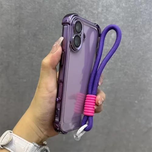 Coque iPhone 13 antichute transparente violette avec anneau de dragonne