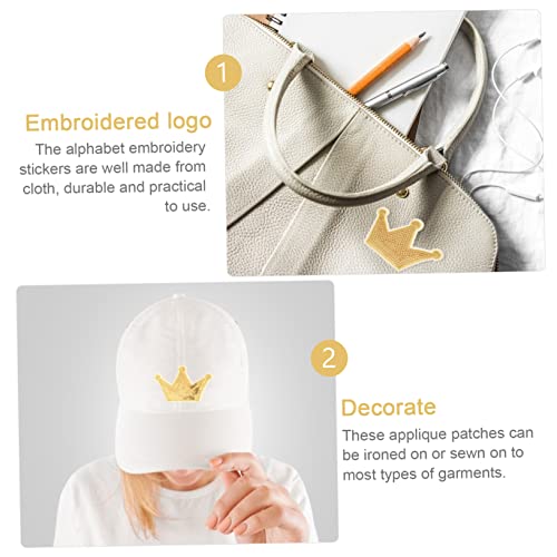 EXCEART Eisen Auf Abzeichen Zeichen Pailletten Patches Stickerei Patch Nähen Patch Gold Krone Applikationen Kappe Dekorationen Krone Vintage 5 Stück