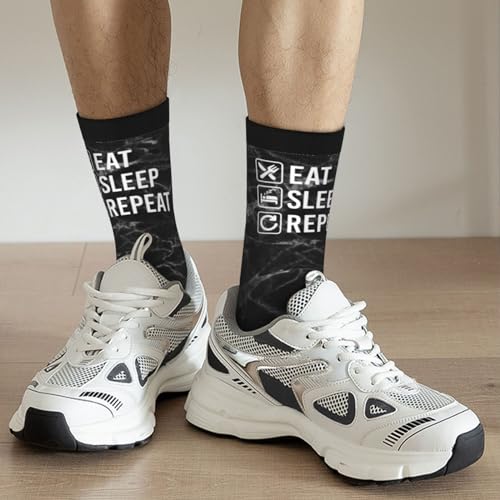 Eat Sleep Repeat. Unisex Cushion Crew Sock Soft Casual Mid-Calf Socks2