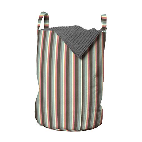 Lunarable Striped Laundry Bag, Retro Vertical Lines Soft Color Palette